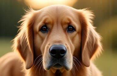 Golden Retriever before trim with unruly fur and after with a neat, well-maintained appearance.